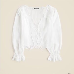 J. Crew Scalloped trim front tie top in Ramir size small